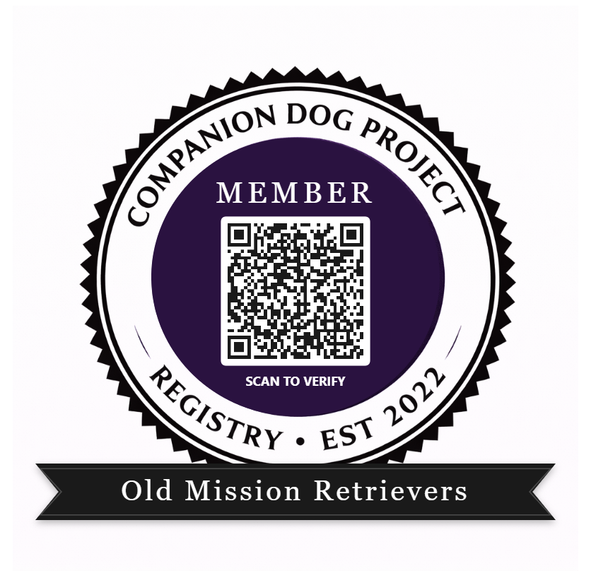 Old Mission Retrievers Companion Dog Project breeder badge